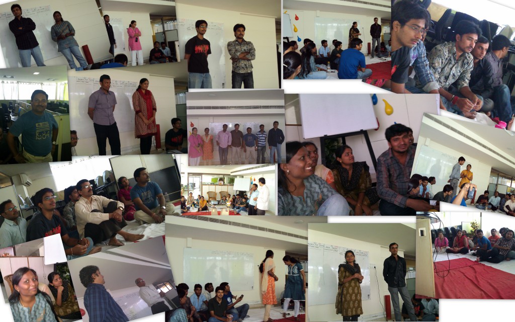 A collage of the town hall meeting at iridium interactive, Hyderabad